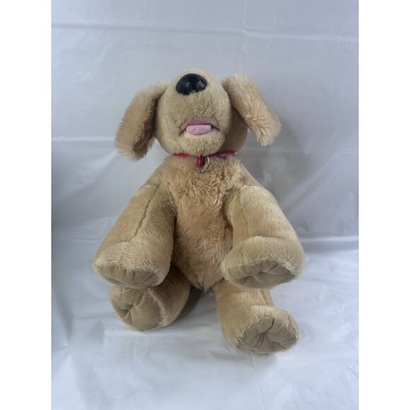 Yellow Lab Puppy Dog Plush Red Collar Large Retriever Stuffed Build A Bear Tan - Picture 1 of 6